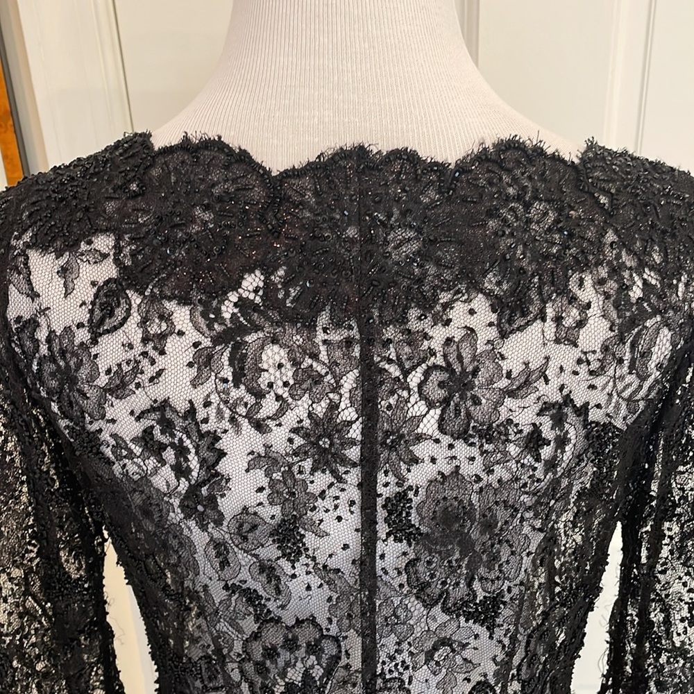 COUTURE BLACK LACE VINTAGE EVENING JACKET - Picture 8 of 12